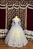 Vintage Ombre Off-the-shoulder Applique Beaded Sweet 16 Quinceanera A-Line Evening Dress Ball Gown HZ1024
