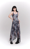 Simple Fashion Butterfly Pattern Design Sense Spaghetti Strap Dress HZ1024