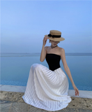 Simple Casual Design A-Line Women Strapless Dress HZ1024