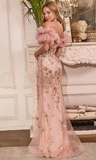 Vintage Beaded Mermaid Prom Dress Off-the-shoulder Evening Dress Long Formal Dress HZ1024