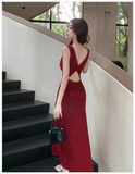Simple Elegant Square Collar Design A-Line Sleeveless Strap Dress HZ1024