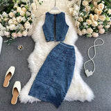 New Tank Top High-waisted Denim skirt For Women HZ1024