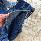 Vintage French Audrey Hepburn Waisted Design Denim Dress HZ1024