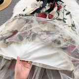 Vintage Floral Embroidery Design Mesh Women Dress HZ1024