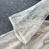 Vintage Elegant Crochet Embroidery Belt Design Single Breasted Flared Sleeve Long Dress HZ1024