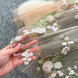 Simple Floral Embroidery Slimming Mesh Dress HZ1024