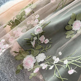 Simple Floral Embroidery Slimming Mesh Dress HZ1024