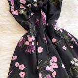 New Women Simple Fashion Spaghetti Strap High Waist Floral Dress HZ1024