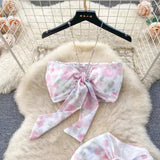 Seaside Holiday Sexy Halter top Mermaid Floral Skirt Two-piece Set HZ1024