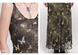 Vintage Butterfly Green Mesh Spaghetti Strap Dress HZ1024
