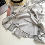 Simple Floral Ink-wash Pattern Design A-line Sleeveless Spaghetti Strap Dress HZ1024