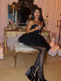 Fashion Black Spaghetti Strap Design A-line Tulle Party Dress Homecoming Dress HZ1024