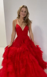 Princess Strappy Frill-Layered A-Line Long Prom Dress HZ1024