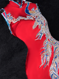 Gorgeous Shiny Red Beaded Sequined Embroidery Design Mermaid Prom Dress Evening Dress HZ1024