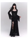 New Gothic Style Fashion Bell Sleeve Design Sense Long-sleeved Split Dress HZ1024