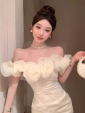 Fashion Light Yellow Sequin Off-the-shoulder Design A-line Strapless Homecoming Dress HZ1024