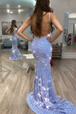 Shiny Blue Sequins Mermaid Long Formal Dress HZ1024