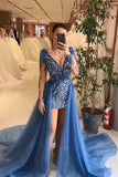 Glamorous mini v-neck long sleeveless sheath sequins evening party gowns HZ1024