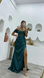 NEW ARRIVAL OFF-THE-SHOULDER SLEEVELESS MERMAID EVENING PARTY GOWNS LONG SLIT HZ1024