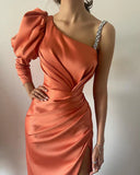 CLASSY LONG FRONT SPLIT LONG EVENING PARTY GOWNS WITH LONG SLEEVE HZ1024