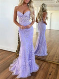 Mermaid Strapless Purple Lace Long Prom Dress, Purple Lace Formal Dress, Long Purple Evening Dress HZ1024