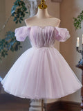 Vintage Light Purple Design A-line Off-the-shoulder Homecoming Dress HZ1024