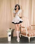 Vintage Black Polka Dot A-Line Homecoming Dress Party Dress Cocktail Dress HZ1024