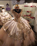 Gorgeous Glittering Beaded Embroidery Sweet 16 Quinceanera A-Line Floor-length Prom Dress Birthday Dress Evening Dress Ball Gown HZ1024