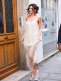 Fashion Beige Strapless Design A-line Tulle Women Dress HZ1024