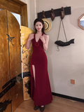 New Sexy Red Halter Dress Elegant Party Evening Dress HZ1024