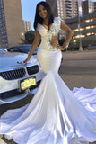 Hot Mermaid Rhinestones Satin Prom Dress V-Neck Sweep Train HZ1024