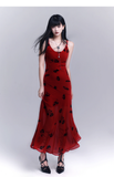 Simple Fashion Floral Pattern Design Spaghetti Strap Dress HZ1024