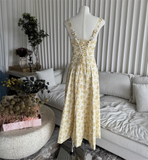 Simple Floral Spaghetti Strap Design A-line Split Women Dress HZ1024