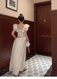 Sweet Apricot V-neck Waist-exposing Design A-line Cute Sleeve Women Dress HZ1024