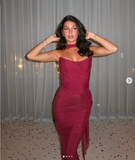 Chic Burgundy Off-the-shoulder Mermaid Floor-length Prom Dress Evening Dress HZ1024