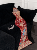 Gorgeous Sparkling Beaded Sequin Mermaid Design Exquisite Embroidery Evening Dress Prom Dresses HZ1024