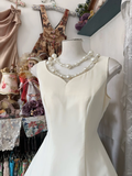 Vintage Simple Ivory Elegant A-Line Short Homecoming Dress Party Dress HZ1024