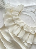 Vintage Ivory Strapless Prom Dress Sheath Ruffled Evening Gown Chiffon Party Dress Long Formal Dress HZ1024