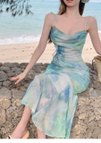 New Fashion Butterfly Design Short Sleeve Casual Spaghetti Strap Dress HZ1024