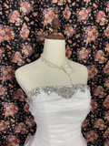 Shiny White Beaded Strapless A-Line Short Tiered Party Dress Homecoming Dress HZ1024