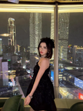 Simple Crystal Diamond Strappy Design A-line Sleeveless Spaghetti Strap Dress HZ1024