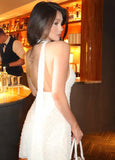 Vintage Shiny Sequin V-neck Short Sheath Party Dress Cocktail Dress Homecoming Dress HZ1024