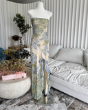 Sweet Strapless Floral Design Irregular Hem A-line Women Dress HZ1024