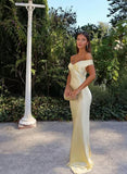 Enchanting Off-the-shoulder Satin Mermaid Floor-length Prom Dress Evening Dress HZ1024