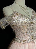 Vintage Pink Beaded Embroidery A-Line Homecoming Dress Spaghetti Strap Party Dress Short Chiffon Cocktail Dress HZ1024