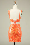 Gorgeous Sequined Appliqued Design A-line Spaghetti Strap Homecoming Dress HZ1024