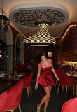 Vintage Burgundy Satin Spaghetti Strap Short A-Line Party Dress Cocktail Dress Homecoming Dress HZ1024