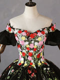 Black Tulle Lace Long Prom Dress, Black Tulle Long Evening Dress HZ1024