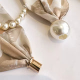 Simple Vintage Butterfly Pattern Design Magnetic Buckle Pearl Soft Silk Scarf HZ1024