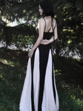 New Fashion Color Combination Design A-line Casual Sleeveless Spaghetti Strap Dress HZ1024